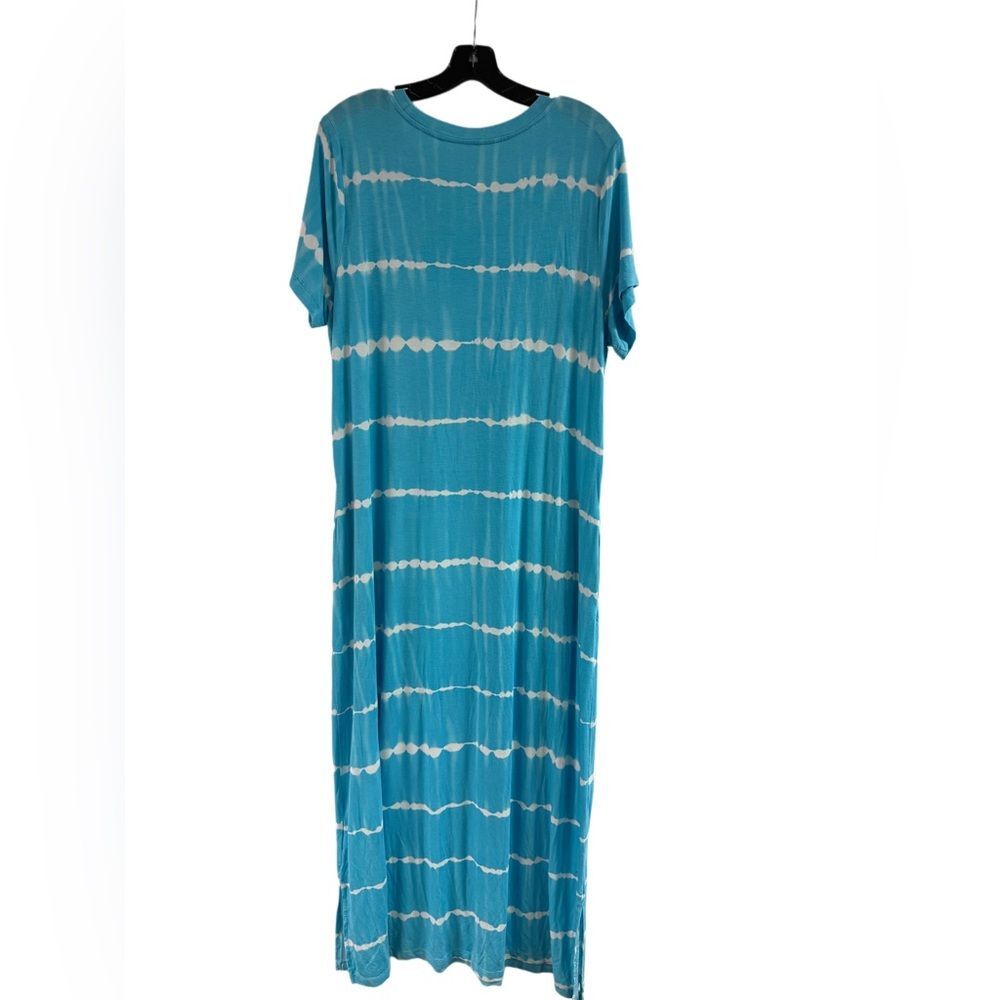 Belle Beach by Susan Gravel Blue Tie Dye Maxi Dress with Pockets Size L - Picture 2 of 4